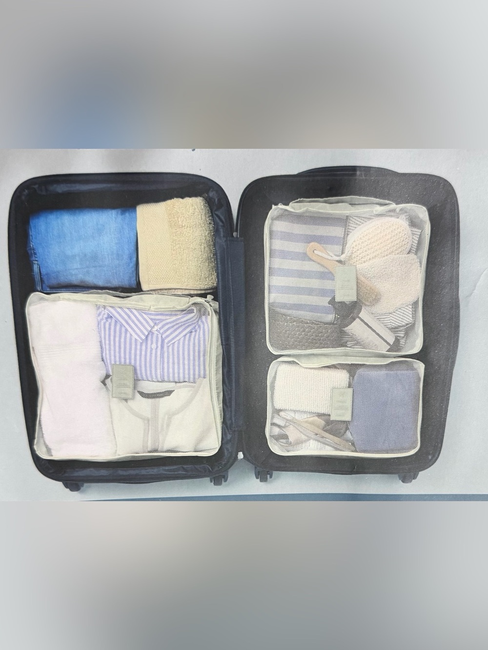 Travel Grey Packing Cube Set for Suitcase Organization